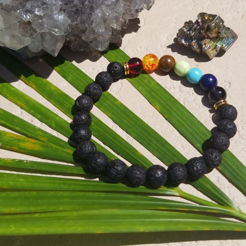 Chakra Essential Oil Diffuser Lavastone Bracelet - Picture 4 of 4